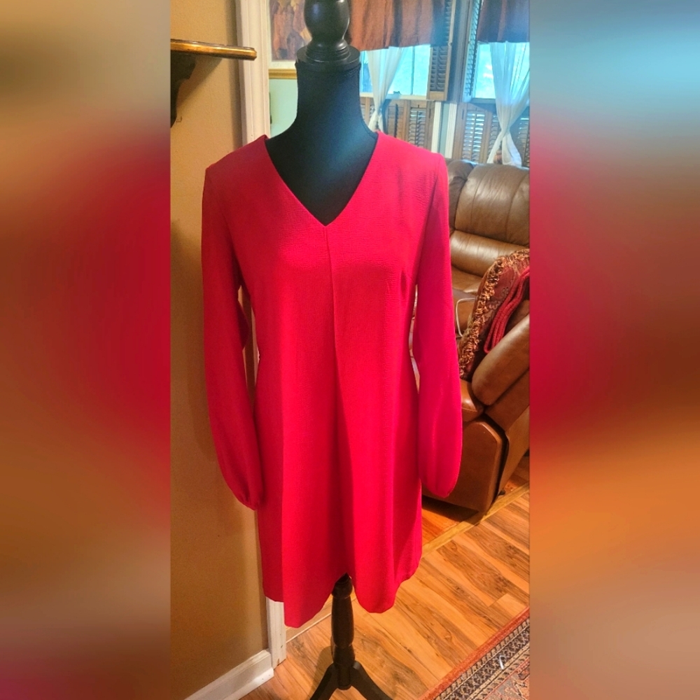 Taylor Balloon Sleeve Red Sheath Dress